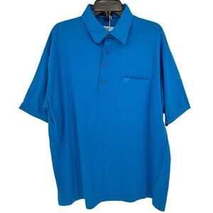 1990s Y2K Era Vintage MEROLA Men's Fashion Polo Shirt Solid Blue